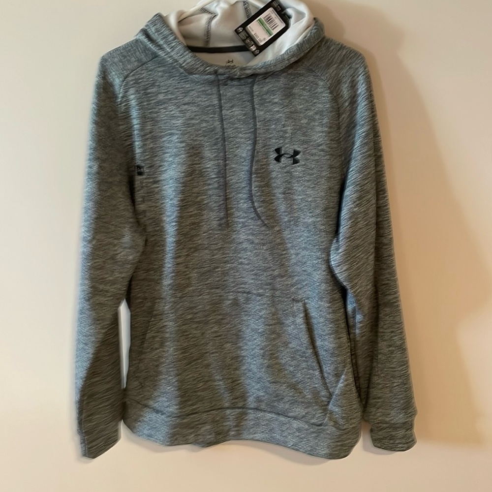 New UNDER ARMOUR Mens Long Sleeve Fleece Twist Hoodie Pullover Gray (L)